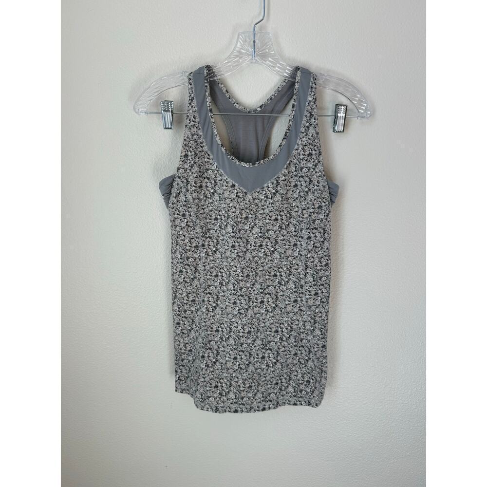 Lululemon Tone It Tank Floral Pattern Gray Size 8 - Picture 3 of 8